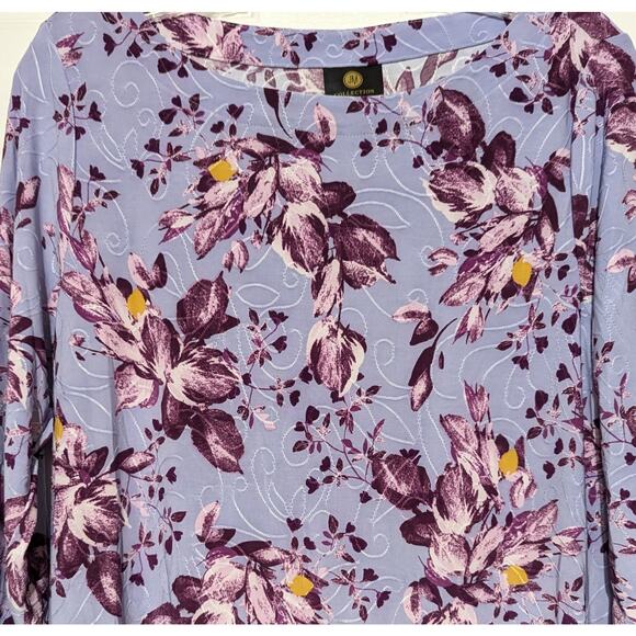 JM Collection Tunic Top Womens Small Floral Jacquard Knit 3/4 Sleeve Pullover - Picture 6 of 8